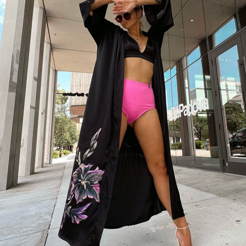 Fashion Wear brand, Kimono for woman, Japanese style wear, Black Kimono buy online, Oversize, Hand painted kimono, hand sewn, artistically designed wear, Dress for woman, ship kimonos