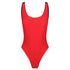Fully reversed to Red Sorrento One Piece, Scoop neckline, Mesh side detail, Low back thick strap detail High 80's cut waist
