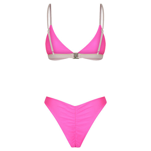 Pinky Beach Bikini in Flamingo Reversible - Back Side