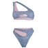 Diamond Bay Bikini in Glitterati Reversible-Angled Cut out Design One Shoulder Top Center Cut out design- High waist cheeky thong cut bottom