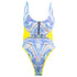 Back side of Satellite Island One Piece in Starlight Reversible, Cut Out Design Front Zip Lace Back Detail, Seamless, BBA