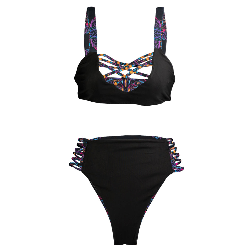 Back side Byron Bay Reversible Bikini in Festival Wolf, Two Pieces, BBA