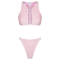 Reversed form of Daydream Island Bikini in Pink Sea Serpent, Cross Braid Center Design, Seamless, Cheeky Cut, BBA