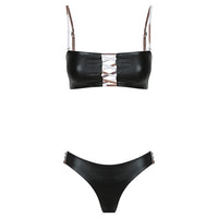 Lucky Bay Bikini in Liquid Black | Glitterati Giraffe Reversible