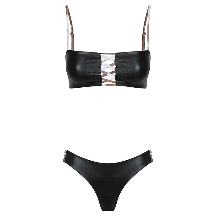 Lucky Bay Bikini in Liquid Black | Glitterati Giraffe Reversible