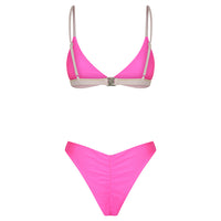 Pinky Beach Bikini in Flamingo Reversible - Back Side