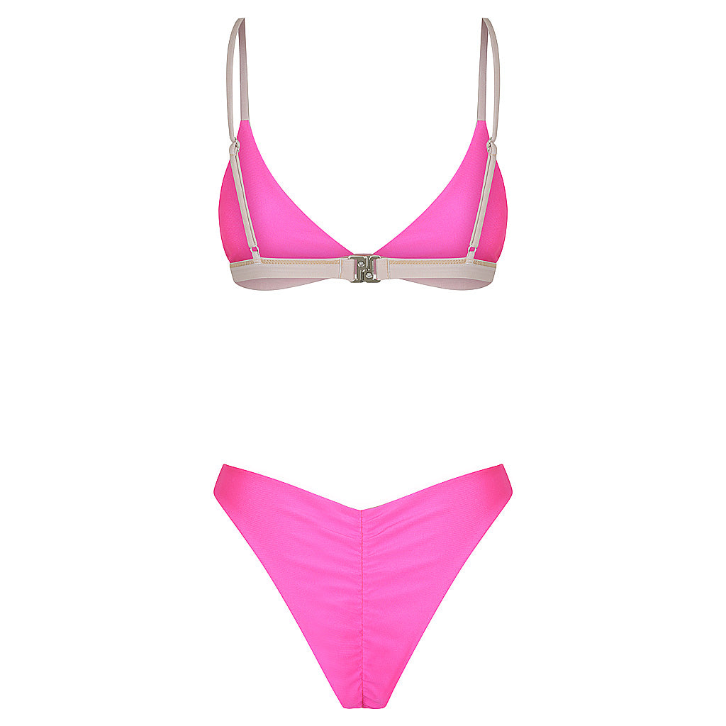 Pinky Beach Bikini in Flamingo Reversible - Back Side
