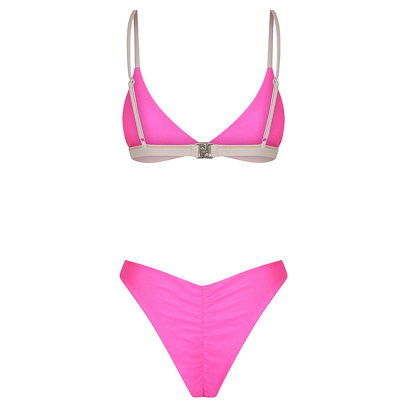 Pinky Beach Bikini in Flamingo Reversible - Back Side