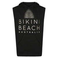 Surf Sleeveless Pullover Jumper in Black, with writing text of Bikini Beach Australia
