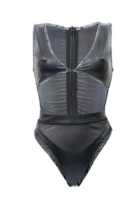 Hayman Island One Piece in Sea Serpent Reversible, deep neck plunging, high waist mesh detailing bottoms