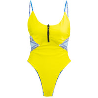 Satellite Island One Piece in Starlight Reversible, Cut Out Design Front Zip Lace Back Detail, Seamless, BBA