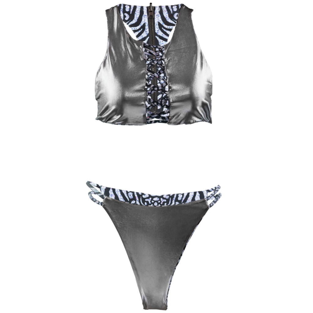 Reversed Daydream Island Bikini Dark Animale, Braid Side Detailing, Seamless, Cheeky Cut, BBA